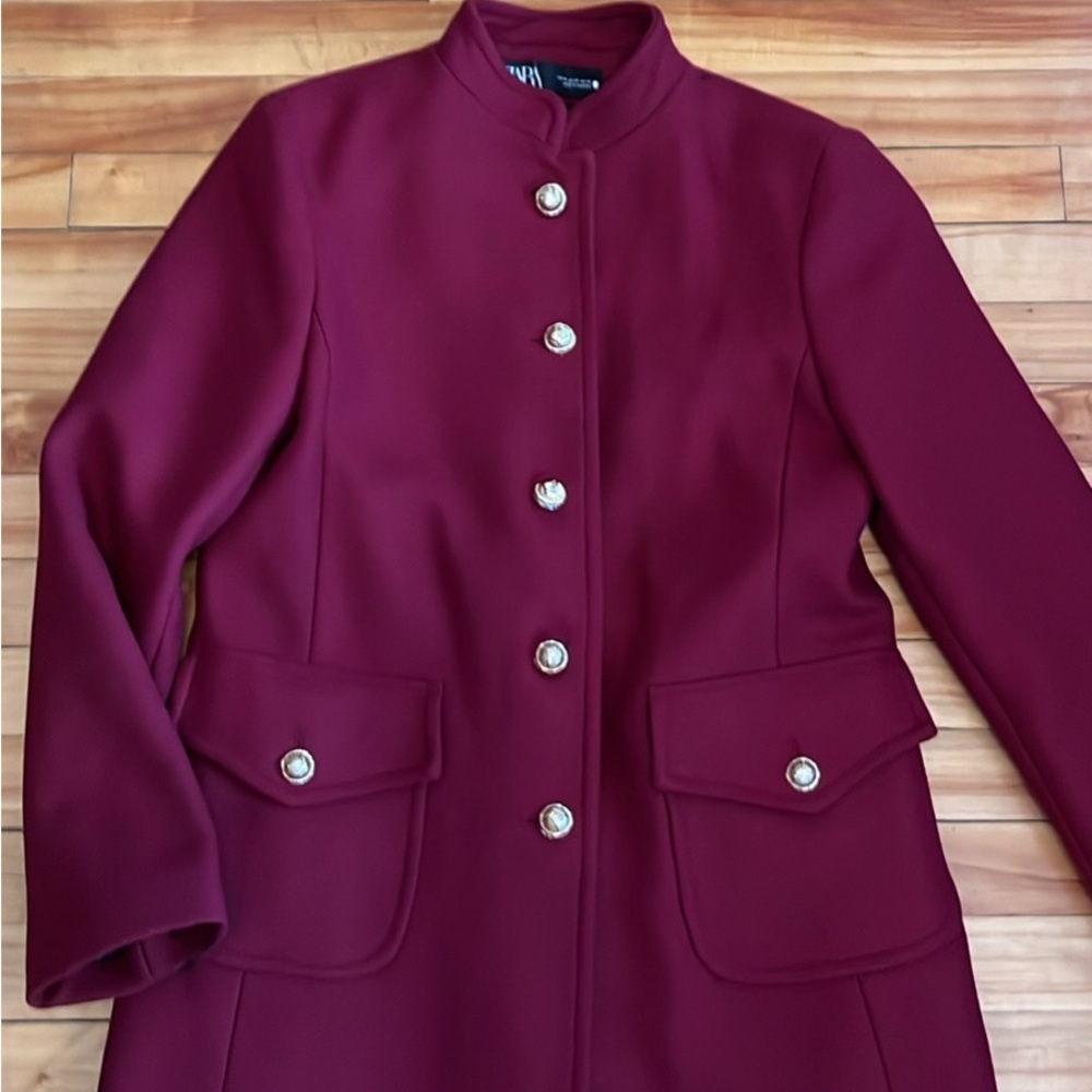 Élégant Zara Manteco collection Burgundy Women's Coat